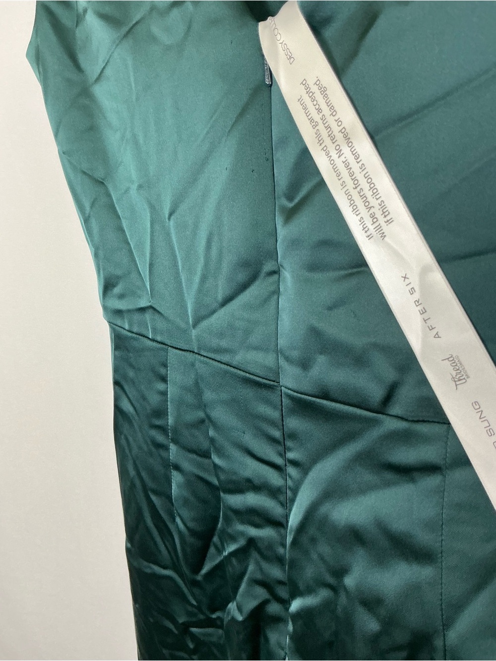 After Six Deep Evergreen Satin High Neck Cap Sleeve Maxi Dress - Picture 8 of 8
